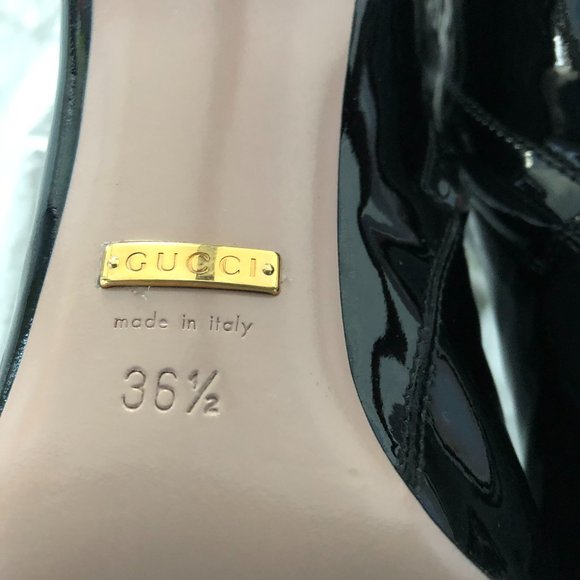 GUCCI Black Patent Vernice Crystal Buckle Bootie - Picture 6 of 9